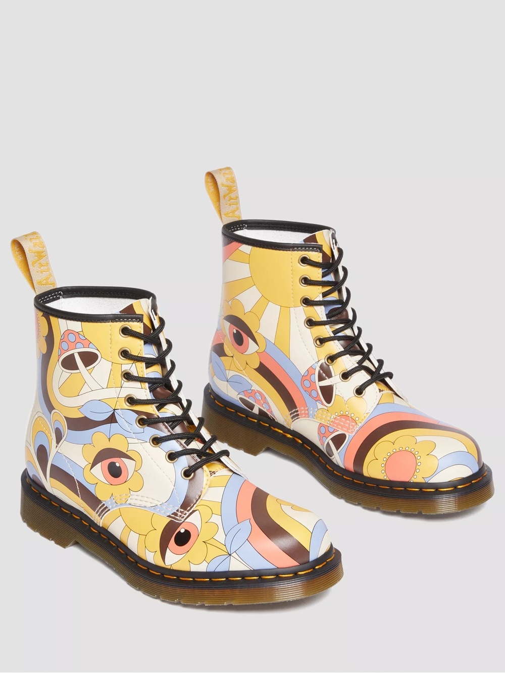 Dr. Martens 1460 Retro Ray Kemble Vegan Lace Up Boots Mushroom Psychedelic Retro